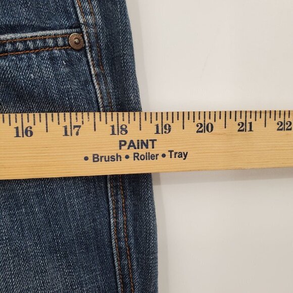 7 For All Mankind Flared Denim Jeans Mid Rise Dark Wash Size 30 Womens Blue - Picture 12 of 14